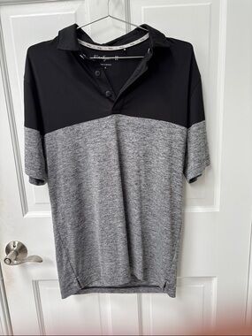 Walter Hagen Black and Gray Two-Tone Performance Polo